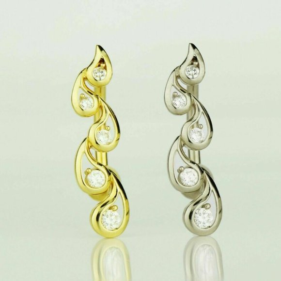 Solid 14k Yellow or White Gold Vertical Drop Top Down Belly Button Ring - Picture 6 of 6